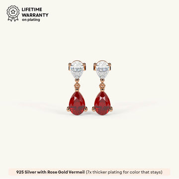 Ruby Pear Drop Dangler in 92.5 Sterling Silver