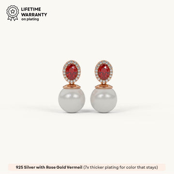 Ruby Halo Pearl Drop in 92.5 Sterling Silver