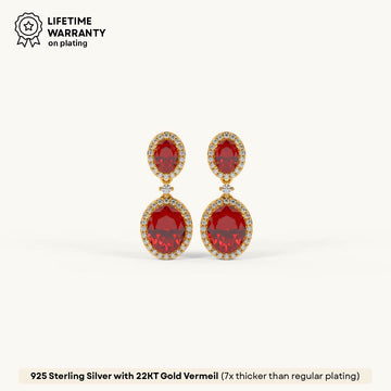 Double Ruby Halo Dangler in 92.5 Sterling Silver