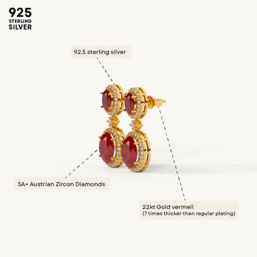 Double Ruby Halo Dangler in 92.5 Sterling Silver