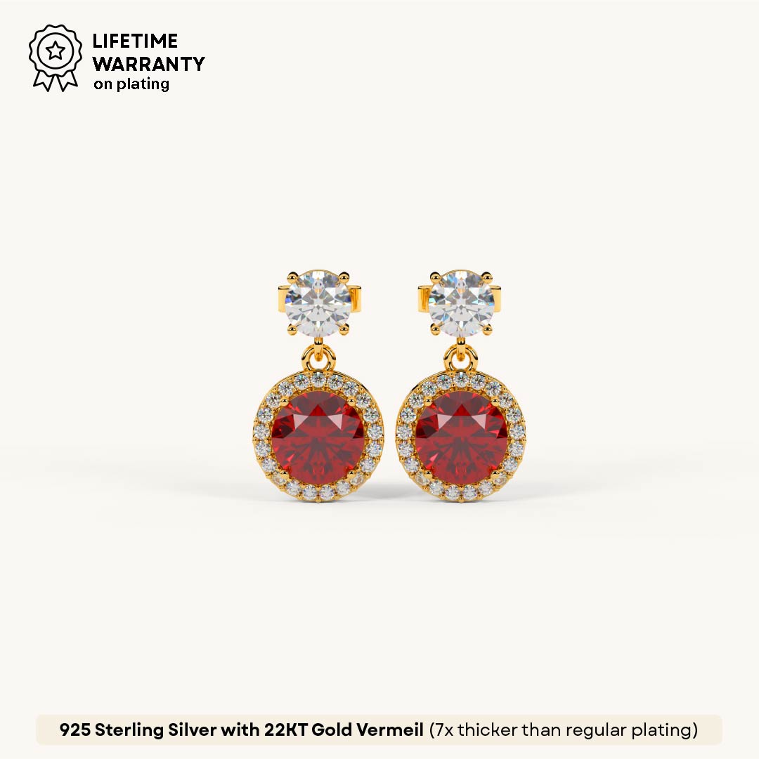 Ruby Halo Dangle Stud in 92.5 Sterling Silver