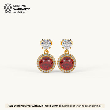Ruby Halo Dangle Stud in 92.5 Sterling Silver