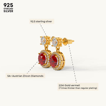 Ruby Halo Dangle Stud in 92.5 Sterling Silver