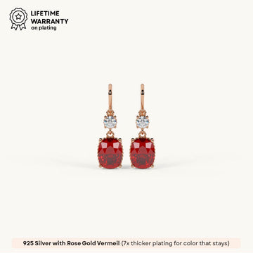 Garnet Cushion Cut Dangle in 92.5 Sterling Silver