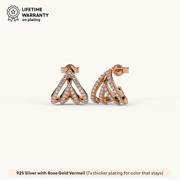 Pave Flutter V-Stud in 92.5 Sterling Silver