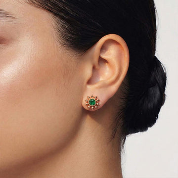 Emerald Sunburst Stud in 92.5 Sterling Silver