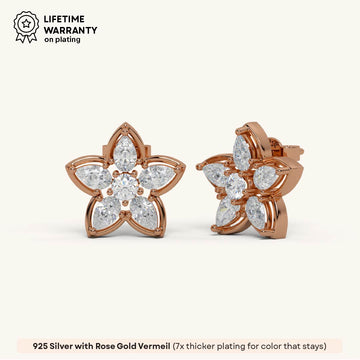 Diamond Petal Flower Stud in 92.5 Sterling Silver