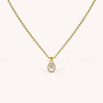 Oval Halo Spark Pendant in 92.5 Sterling Silver