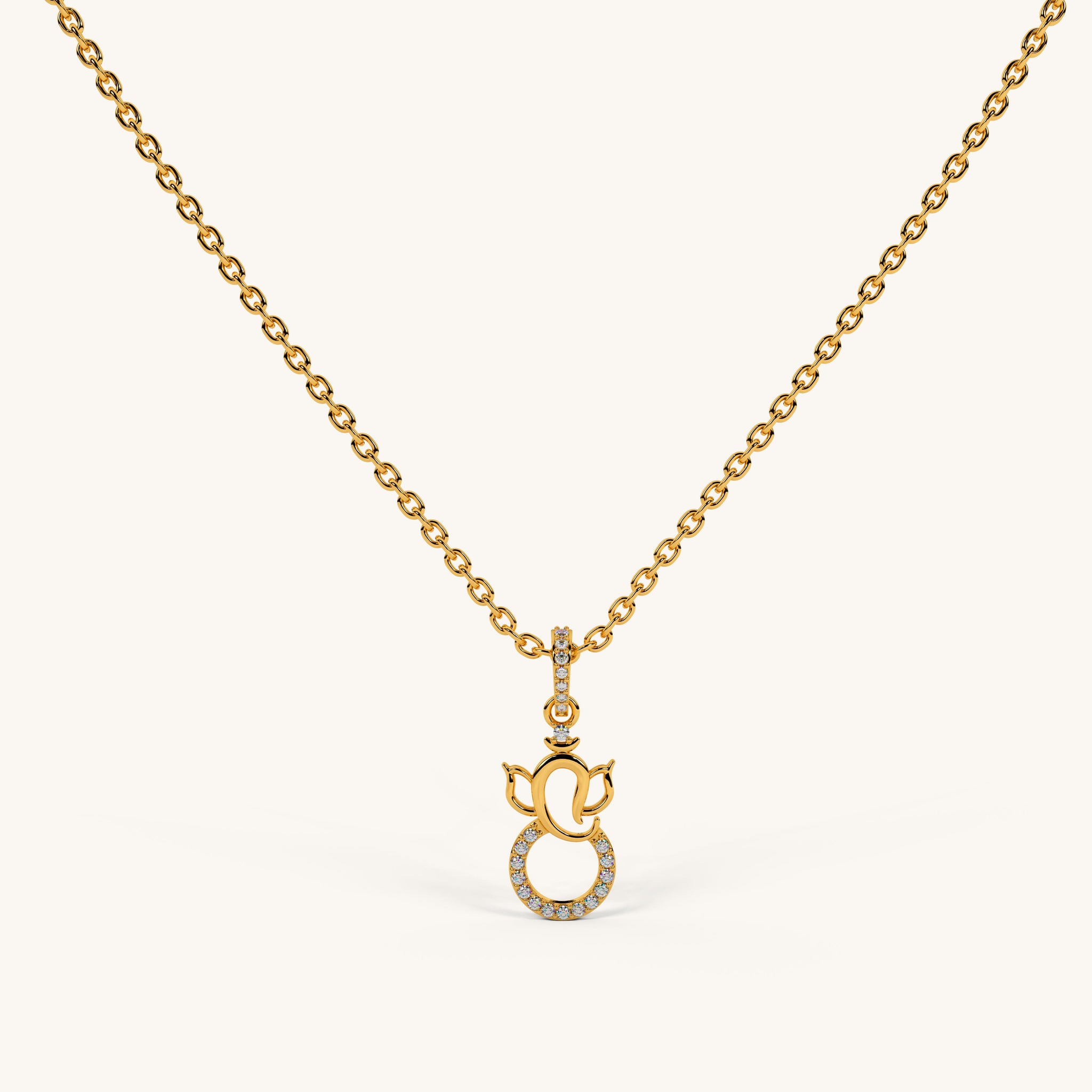 Ganpati Lotus Charm Necklace in 92.5 Sterling Silver