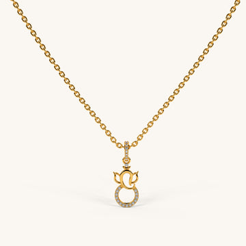 Ganpati Lotus Charm Necklace in 92.5 Sterling Silver