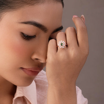 Emerald Bloom Statement Ring in 92.5 Sterling Silver