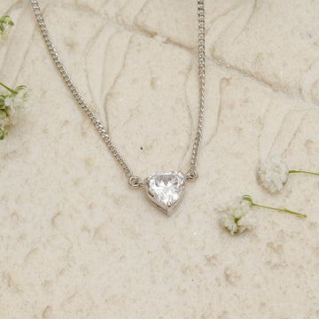 Solitaire Heart Pendant set