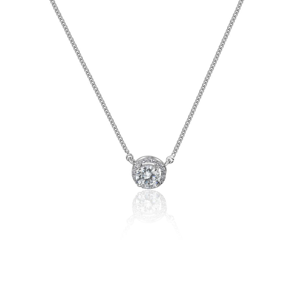 Silver Halo Solitaire Pendant