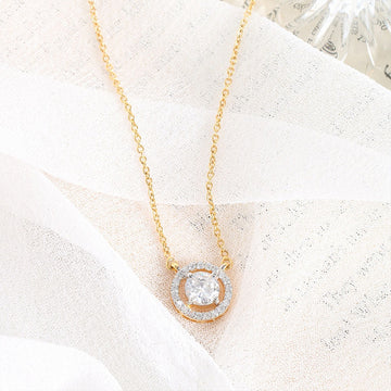 Golden Halo Solitaire Pendant